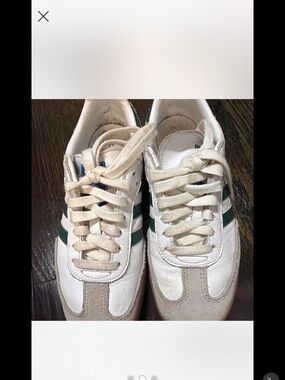 adidas Women's White Sneakers with Green Stripes